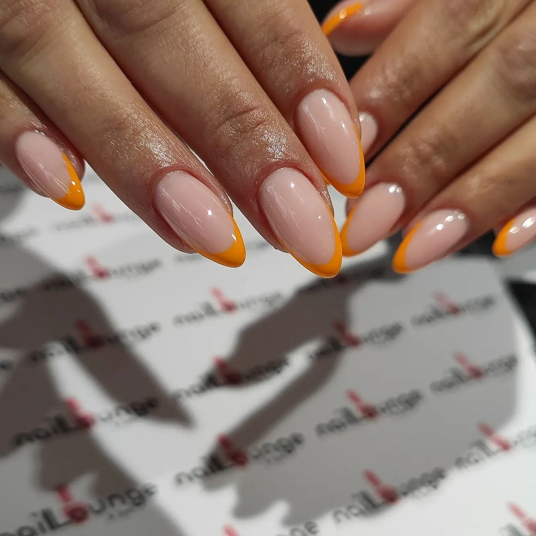 BIAB Infill with Orange French finish at Nail Lounge & Spa Brighton