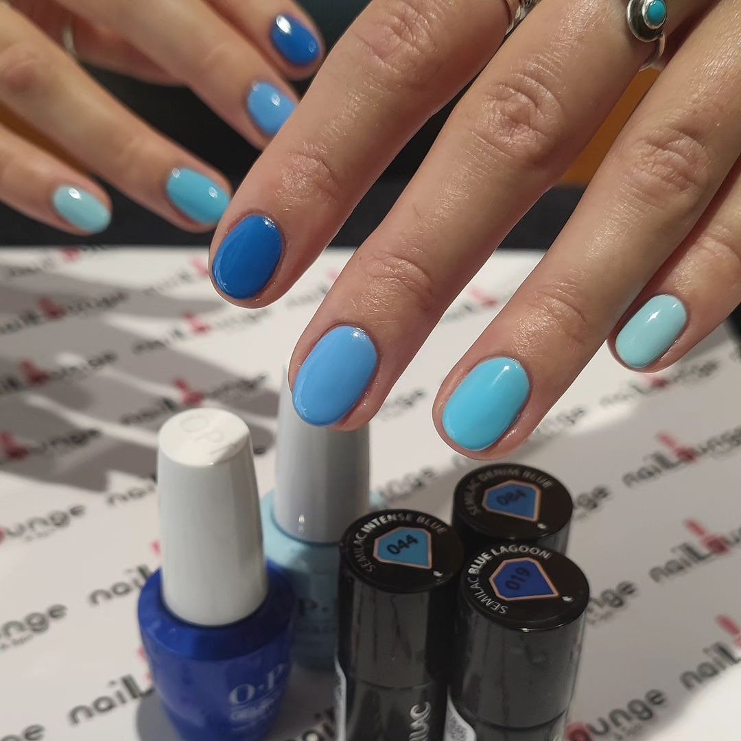 blue Gel Manicure at Nail Lounge & Spa Brighton