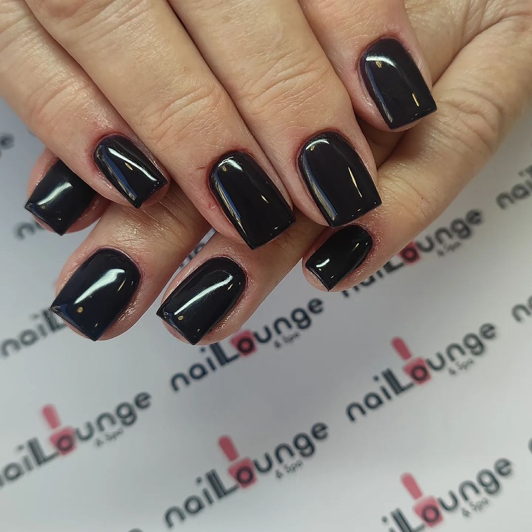 square black Hard Gel Extensions at Nail Lounge & Spa Brighton